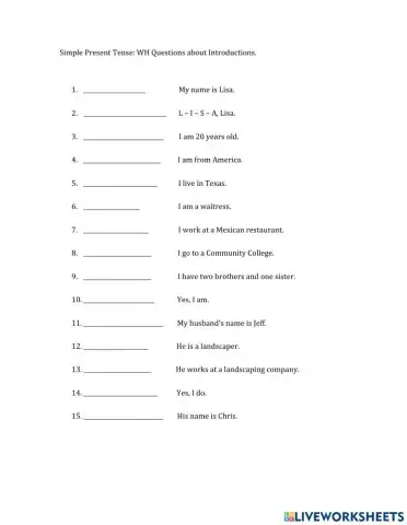 Wh- Questions: Introductions