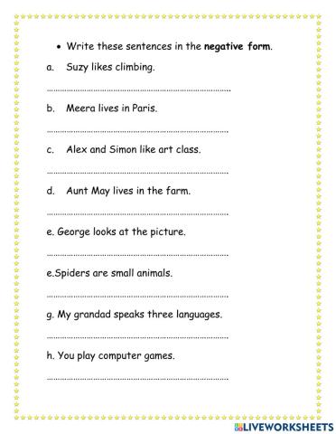 Present Simple Negative form