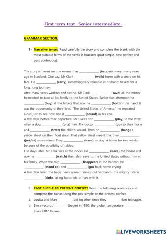 Intermediate first term test