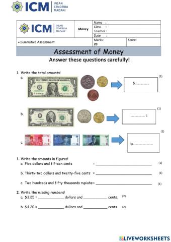 Assessment of money