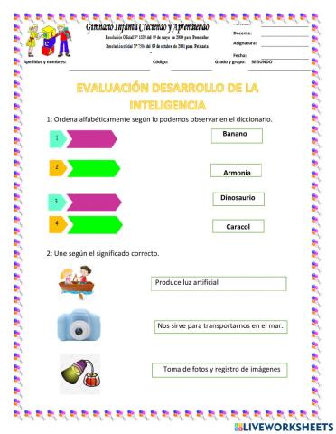 Evaluación desarrollo segundo 2 P