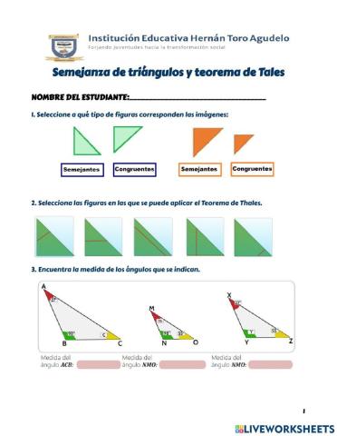 Semejanza de triángulo y teorema de Thales