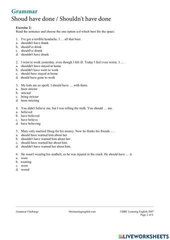 Should have done-Criticise