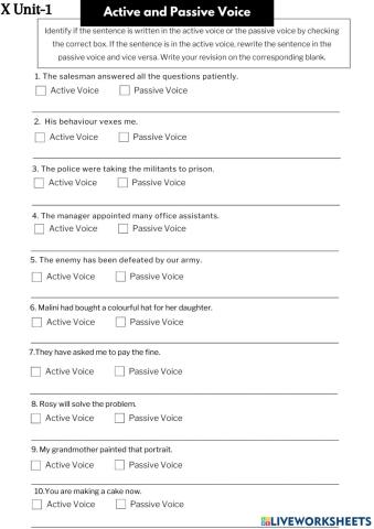 10th Active and Passive