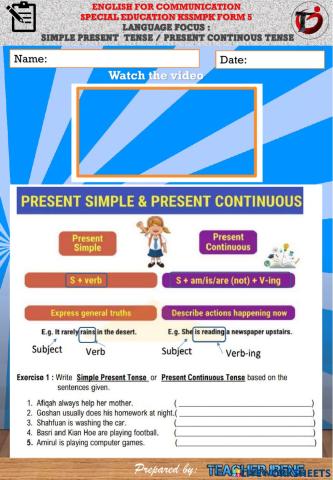 Simple Present Tense vs Present Continuous Tense