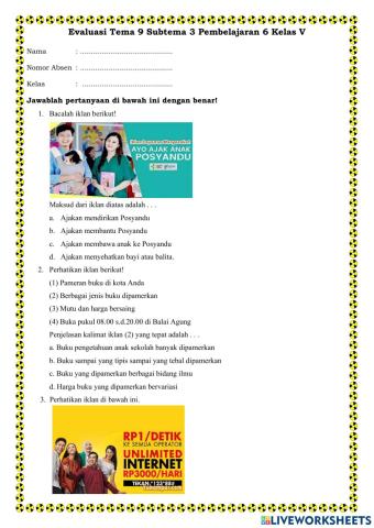 Evaluasi Tema 9 Subtema 3 PB 6