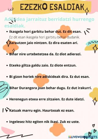 Ezezko esaldiak