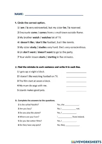 PRESENT SIMPLE: affirmative, negative, interrogative