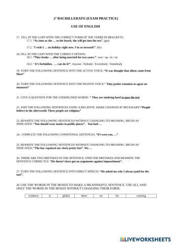 Use of English PEvAU