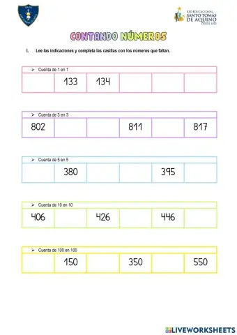 Conteo de números hasta 1000