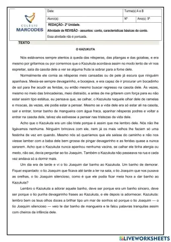 CONTO E EDITORIAL-REVISÃO (simuladinho) - 9º ano - 1ª unidade