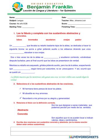 Sustantivos concretos y abstracto