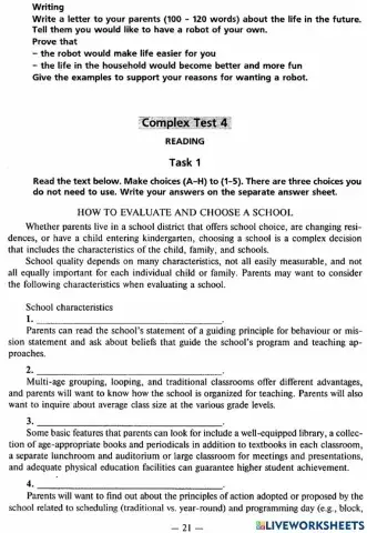 Exam Focus Complex Tests - Test 4