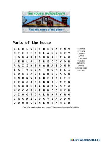 Parts of the house- Puzzle