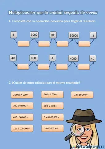 Multiplicación por la unidad seguida de ceros