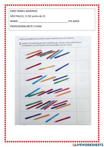 COMPARAÇÃO DE NÚMEROS - contagem