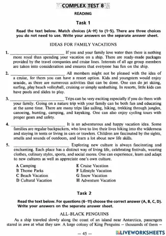 Exam Focus Complex Tests - Test 8