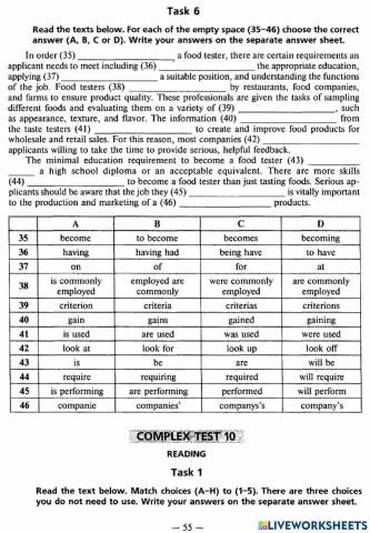 Exam Focus Complex Tests - Test 10
