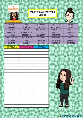 ¿ADJETIVOS, SUSTANTIVOS O VERBOS?