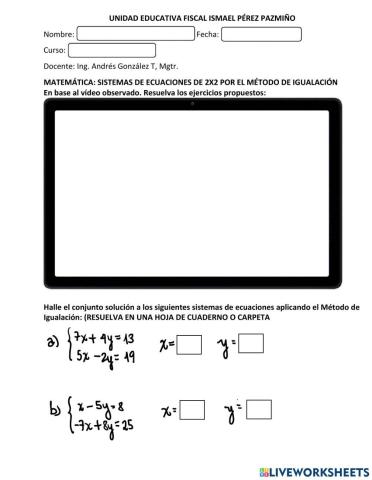 Sistemas de ecuaciones de 2x2