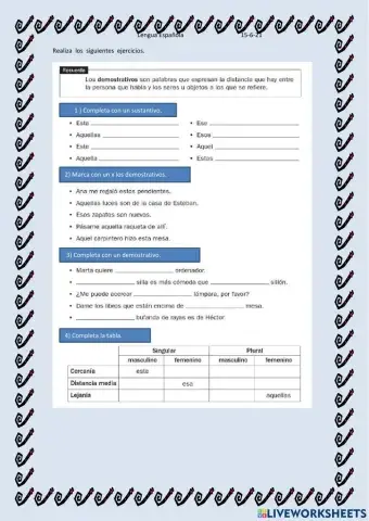 Determinantes demostrativo  y posesivos