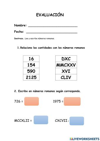 Evaluación de Mátemáticas
