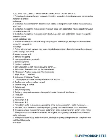 Pos tes ujian konsep dasar ipa sd