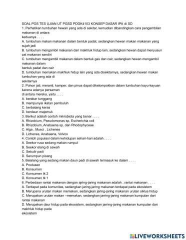 Pos tes ujian konsep dasar ipa sd