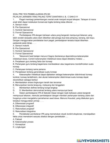 Pos tes ujian pembelajaran ipa sd