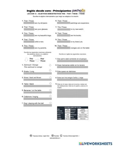 Lección 12 - adjetivos demostrativos