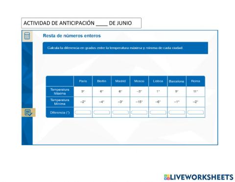 Sustracción de Enteros