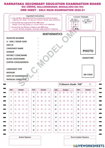 Sslc board model question paper answers