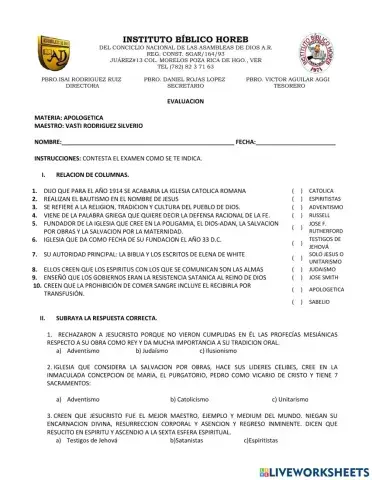 Examen Apologética