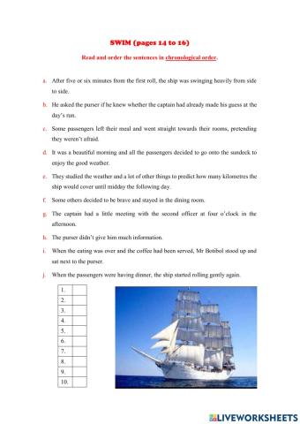 Taste and Other Tales - Swim - Roald Dahl (pages 14 to 16)