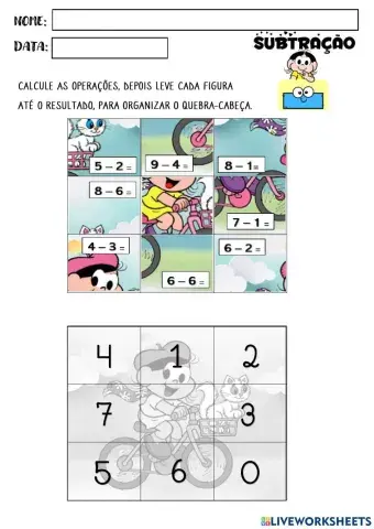 Quebra-cabeça da Subtração