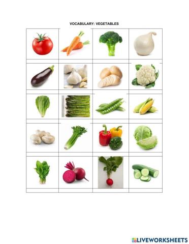 Vocabulary: vegetables