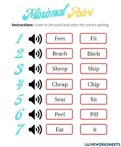 Minimal pairs -i- vs -I-: Listening