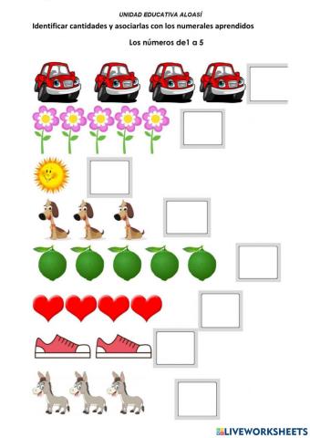 : identificar cantidades  y asociarlas con los numerales aprendidos