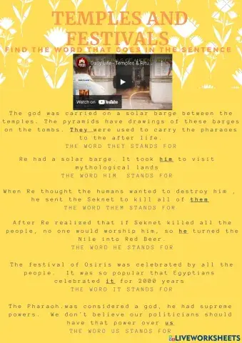 Egyptians - Pronouns and Possesive adjectives