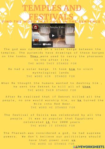 Egyptians - Pronouns and Possesive adjectives