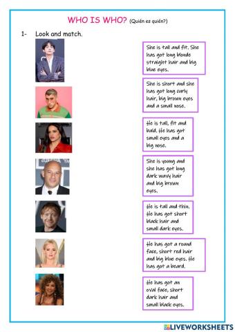 Describing physical appearance