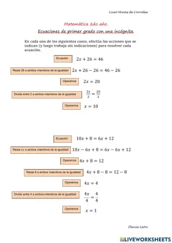 Ecuaciones de primer grado con una incógnita