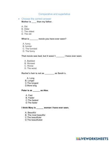 Comparative and superlative