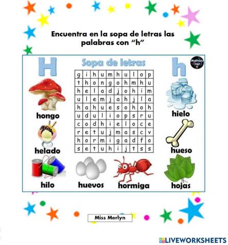 Sopa de letras con -h-
