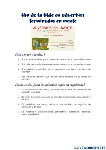 Uso de la tilde en adverbios terminados en mente