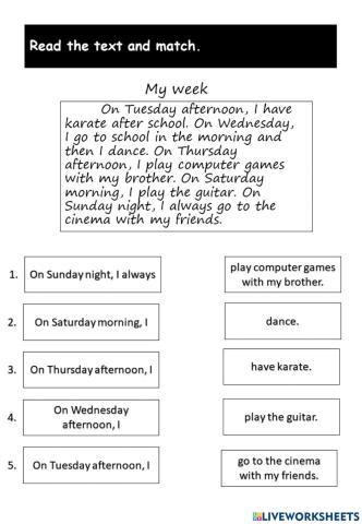 Cefr get smart module 4, DAY ACTIVITY READING