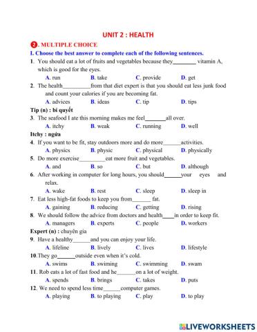 Unit 2 : Health