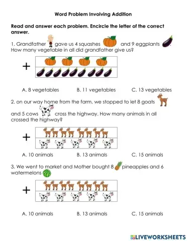 Problem Solving Involving Addition