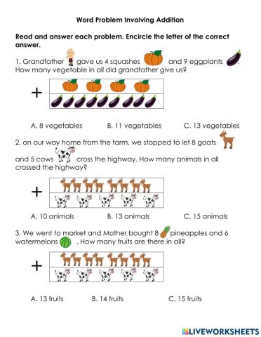 Problem Solving Involving Addition