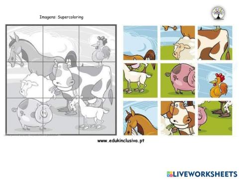 Puzzle animais - 9 peças